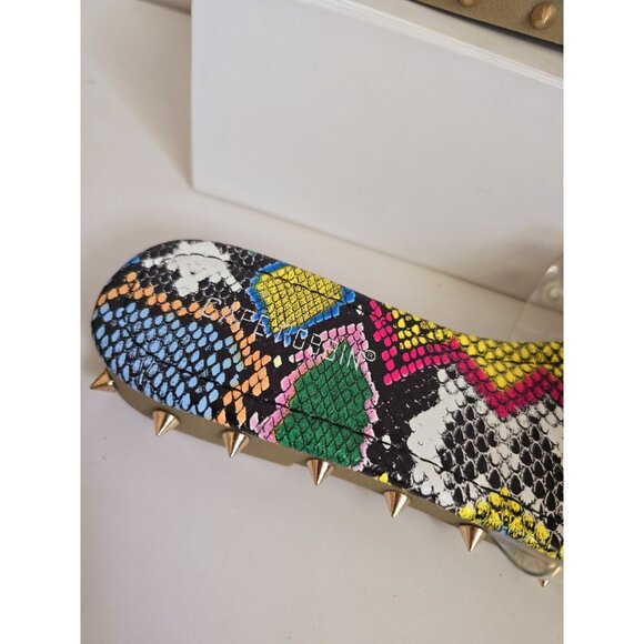 Cape Robbin Rainbow Snakeskin Spike Studded Clear Slip On Slide Sandals Shoes 7 - Picture 3 of 9